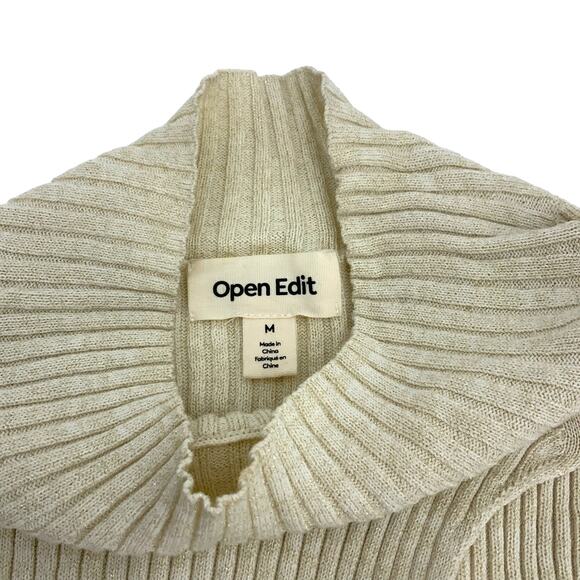 Open Edit Ivory Sparkle Cutout Sweater Size Medium NWOT $59 MSRP - Picture 4 of 8